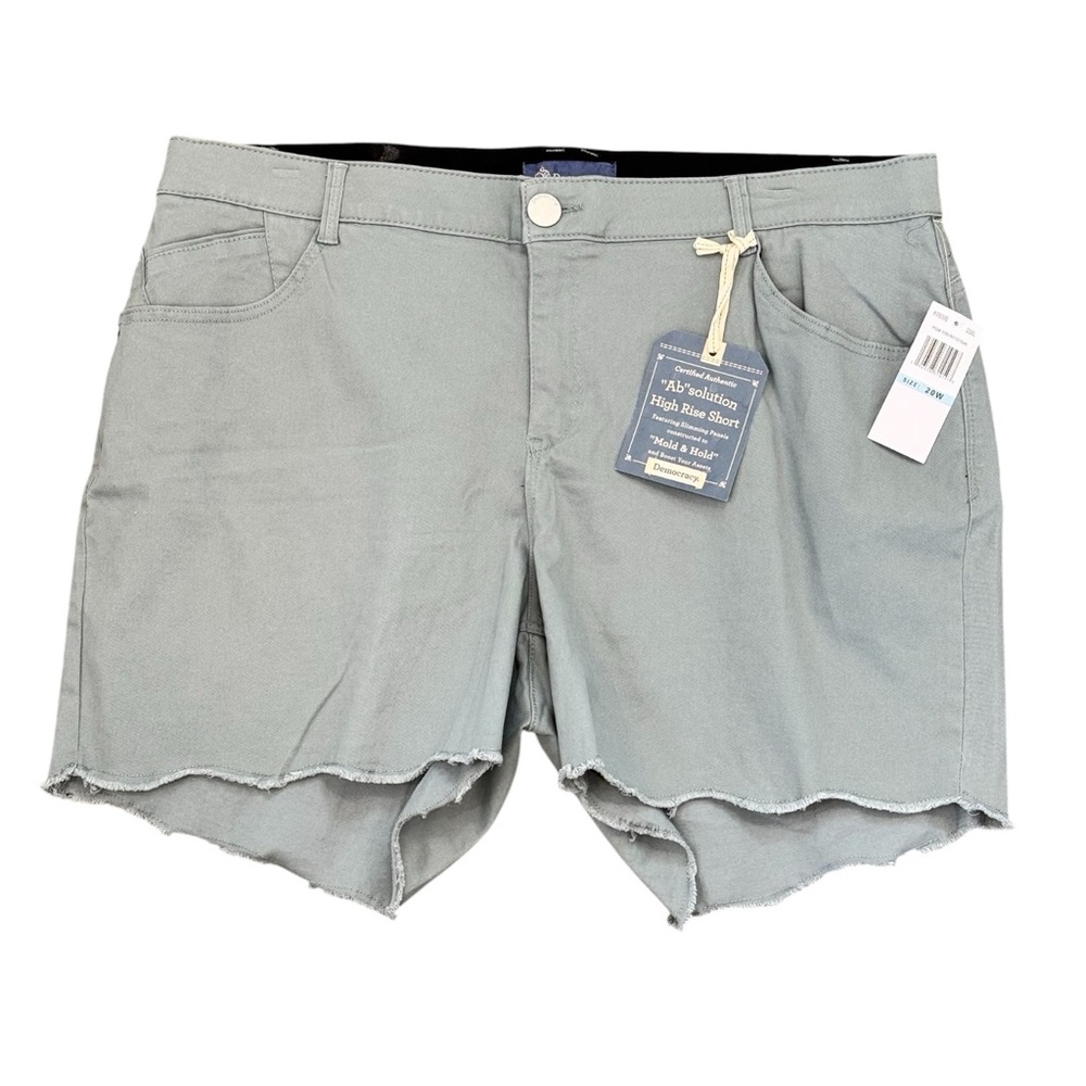 Democracy High Rise Shorts Womens Size 20W Green Cut Off Ab Solution Stretch